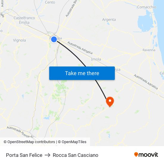 Porta San Felice to Rocca San Casciano map