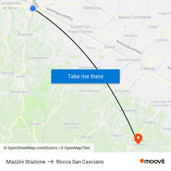Mazzini Stazione to Rocca San Casciano map