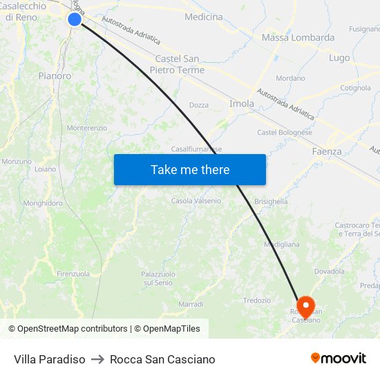 Villa Paradiso to Rocca San Casciano map