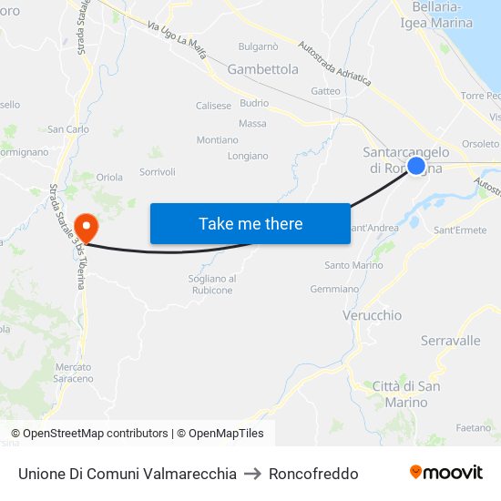 Unione Di Comuni Valmarecchia to Roncofreddo map