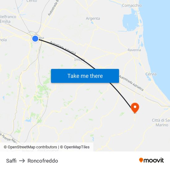 Saffi to Roncofreddo map