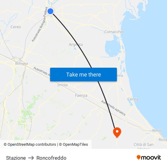 Stazione to Roncofreddo map
