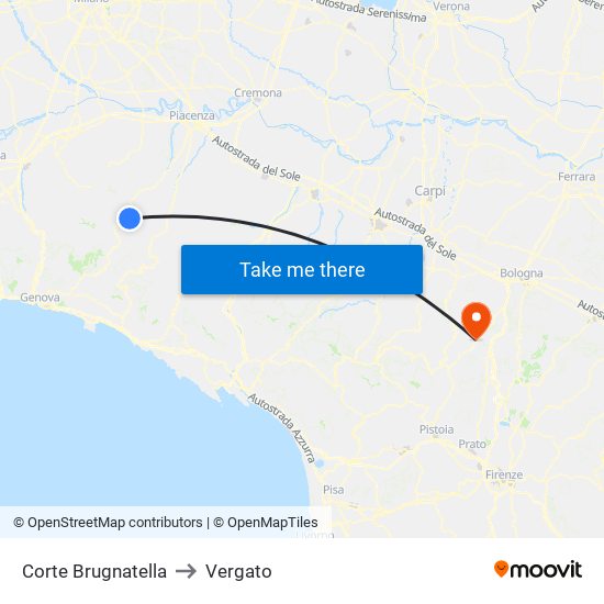 Corte Brugnatella to Vergato map