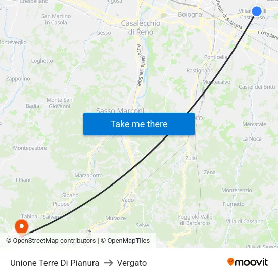 Union of Terre di Pianura to Vergato map