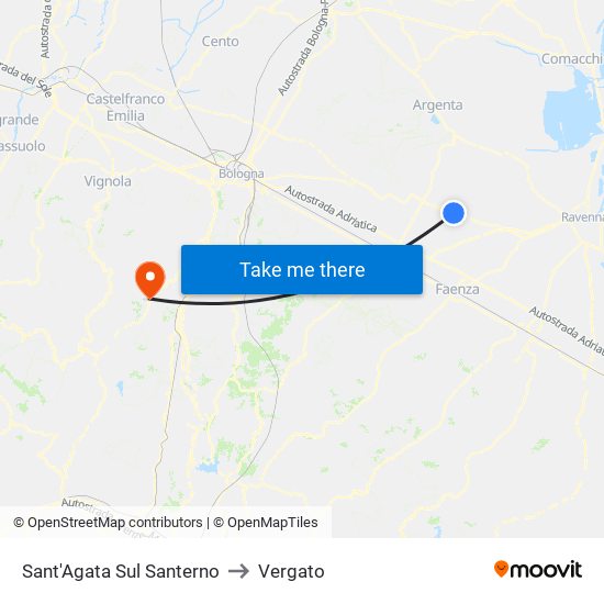 Sant'Agata Sul Santerno to Vergato map