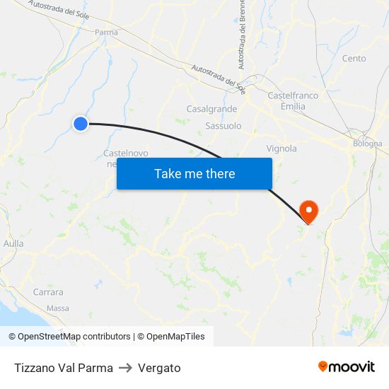 Tizzano Val Parma to Vergato map
