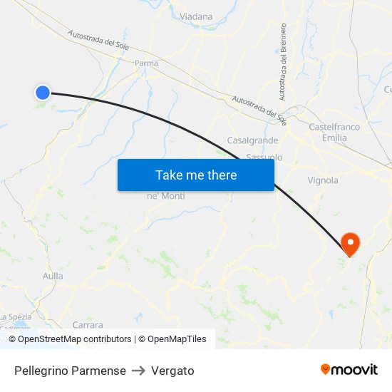 Pellegrino Parmense to Vergato map