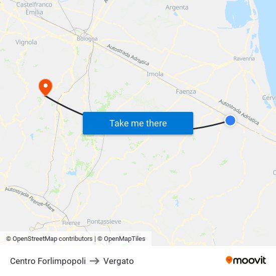 Centro Forlimpopoli to Vergato map