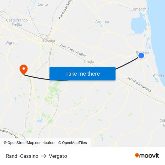 Randi-Cassino to Vergato map