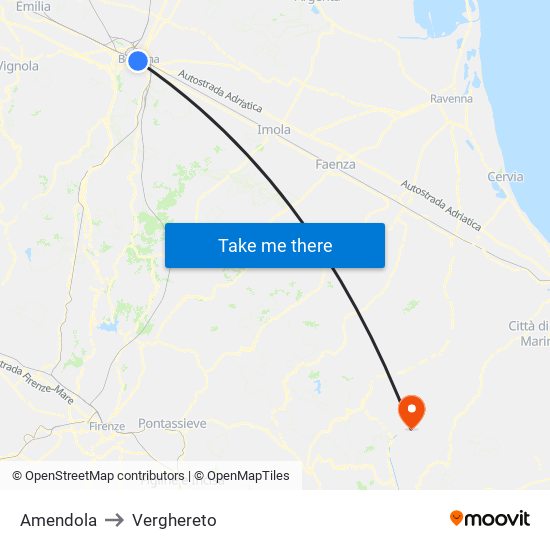 Amendola to Verghereto map