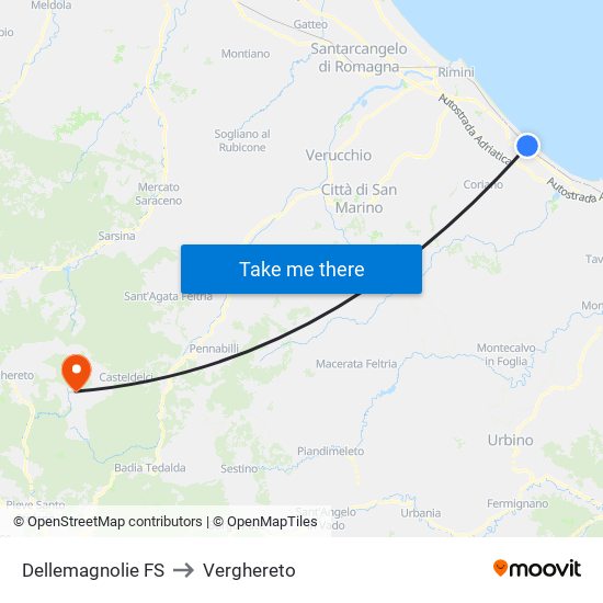Dellemagnolie FS to Verghereto map