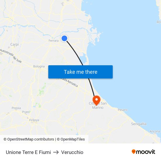 Unione Terre E Fiumi to Verucchio map