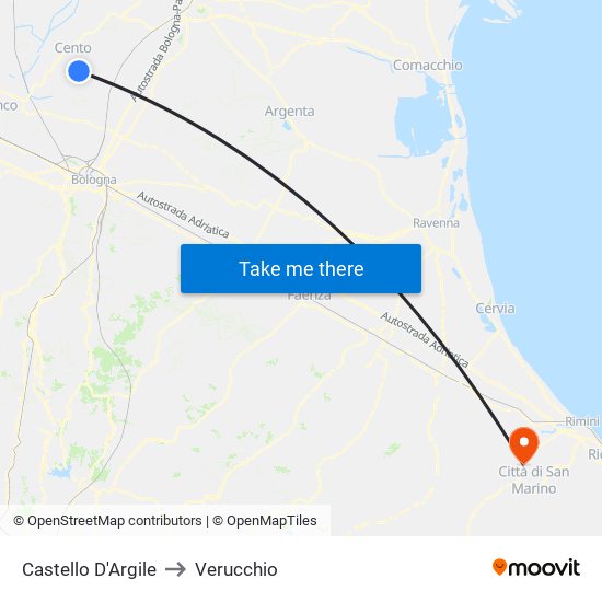 Castello D'Argile to Verucchio map
