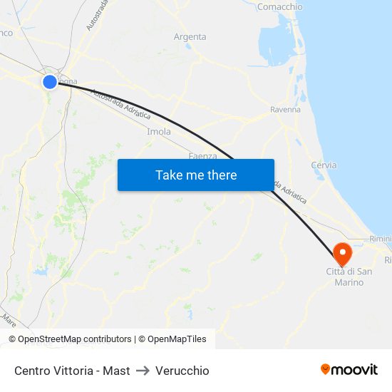 Centro Vittoria - Mast to Verucchio map