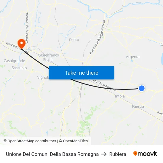 Unione Dei Comuni Della Bassa Romagna to Rubiera map