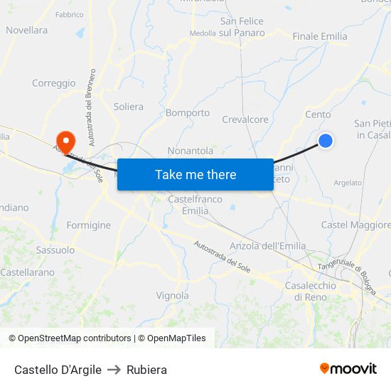Castello D'Argile to Rubiera map