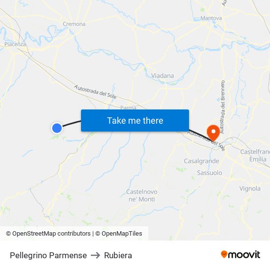 Pellegrino Parmense to Rubiera map