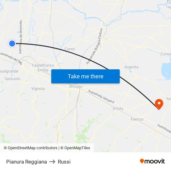 Pianura Reggiana to Russi map