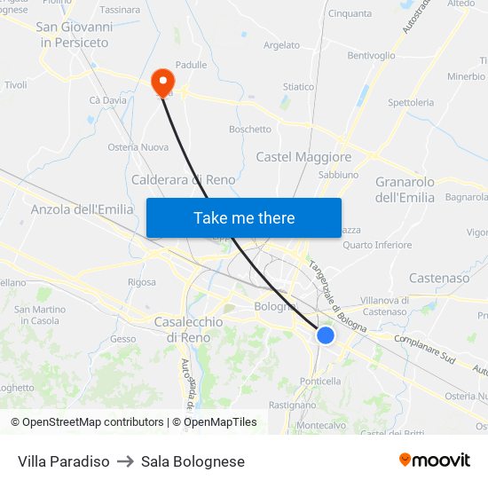 Villa Paradiso to Sala Bolognese map