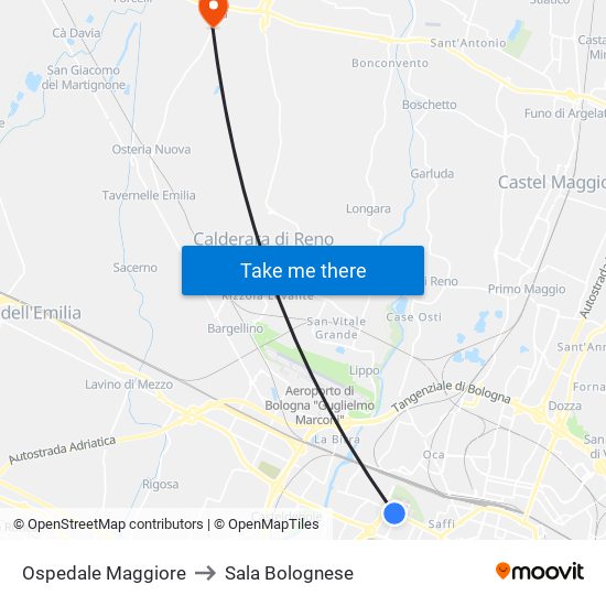 Ospedale Maggiore to Sala Bolognese map