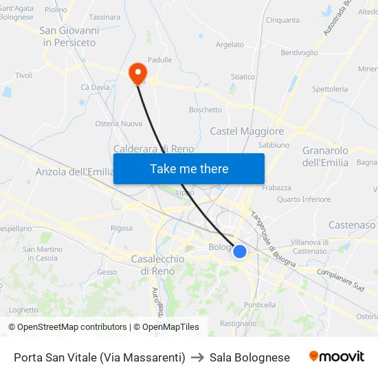 Porta San Vitale (Via Massarenti) to Sala Bolognese map