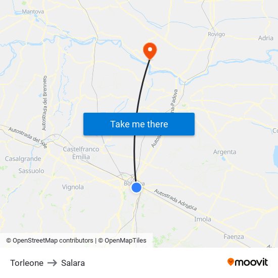 Torleone to Salara map