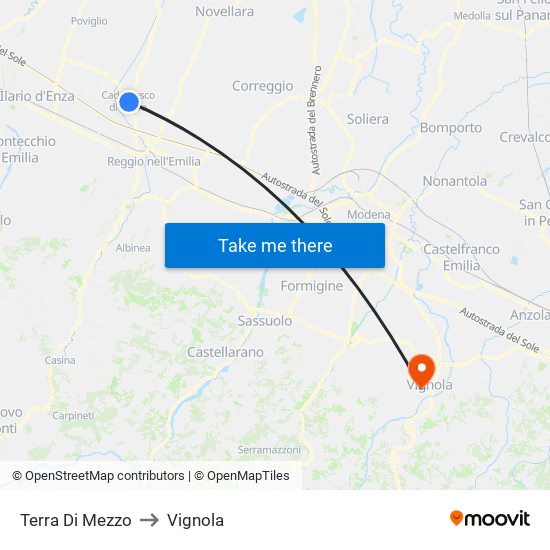 Terra Di Mezzo to Vignola map