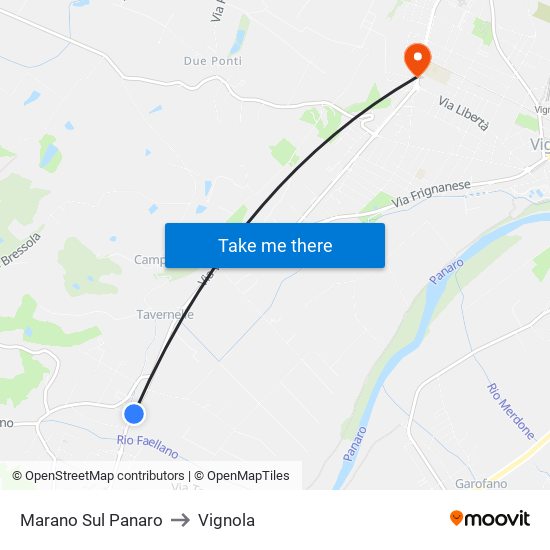 Marano Sul Panaro to Vignola map