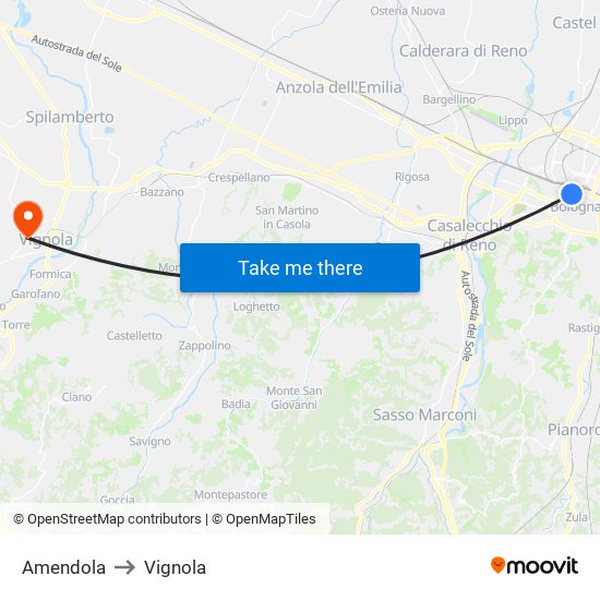Amendola to Vignola map