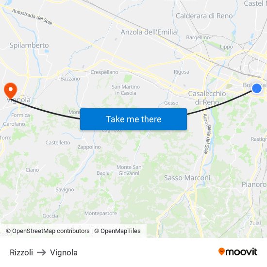 Rizzoli to Vignola map