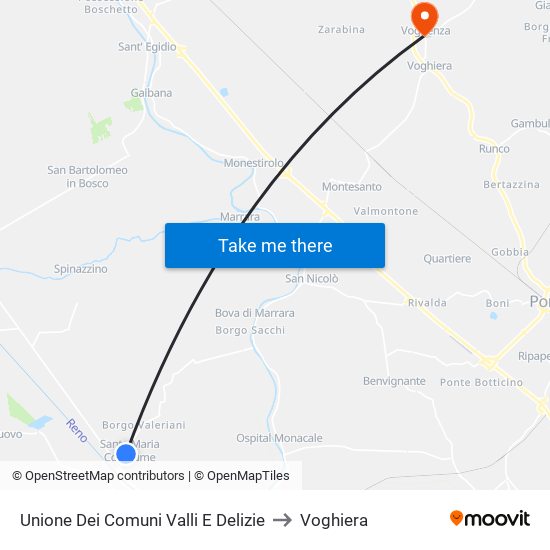 Unione Dei Comuni Valli E Delizie to Voghiera map