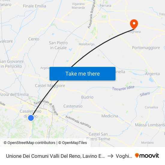 Unione Dei Comuni Valli Del Reno, Lavino E Samoggia to Voghiera map