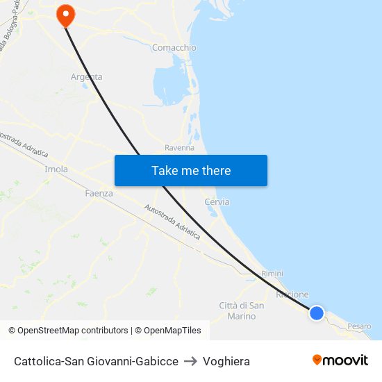 Cattolica-San Giovanni-Gabicce to Voghiera map