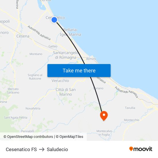 Cesenatico FS to Saludecio map
