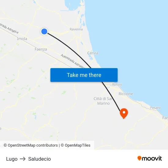 Lugo to Saludecio map