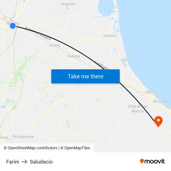 Farini to Saludecio map