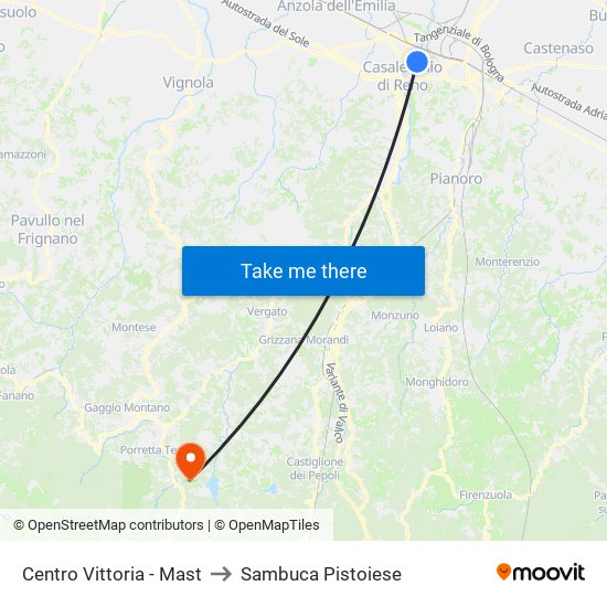 Centro Vittoria - Mast to Sambuca Pistoiese map