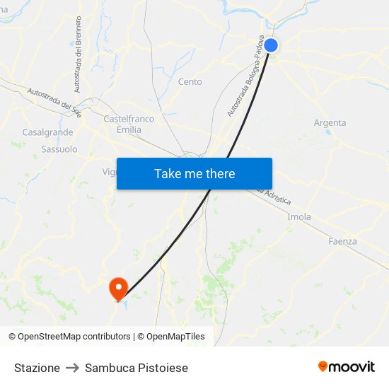 Stazione to Sambuca Pistoiese map