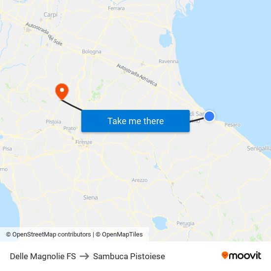 Dellemagnolie FS to Sambuca Pistoiese map