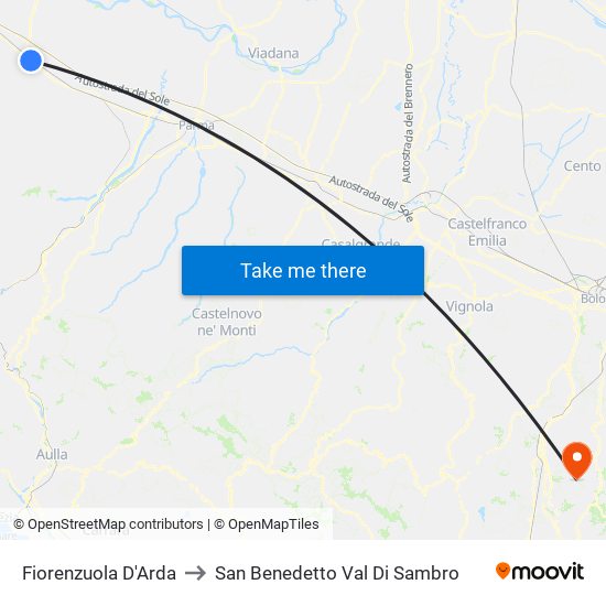 Fiorenzuola D'Arda to San Benedetto Val Di Sambro map