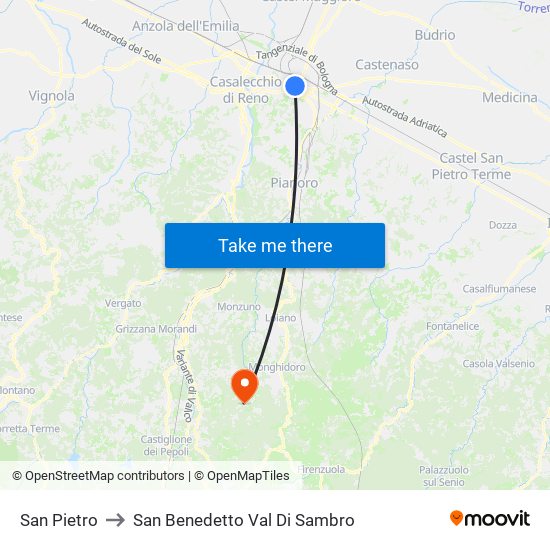 San Pietro to San Benedetto Val Di Sambro map