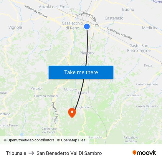 Tribunale to San Benedetto Val Di Sambro map