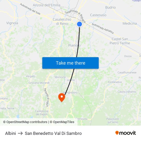 Albini to San Benedetto Val Di Sambro map