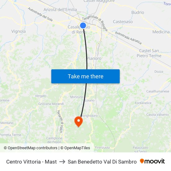 Centro Vittoria - Mast to San Benedetto Val Di Sambro map