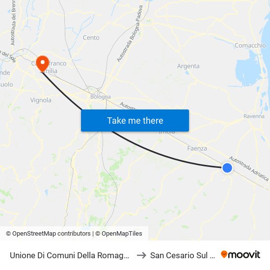 Unione Di Comuni Della Romagna Forlivese to San Cesario Sul Panaro map