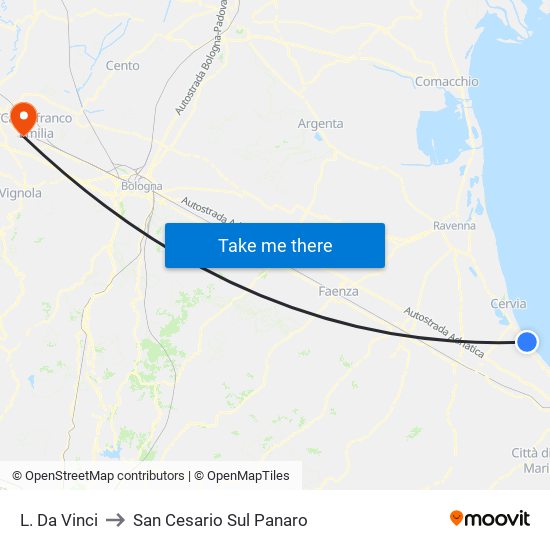 L. Da Vinci to San Cesario Sul Panaro map