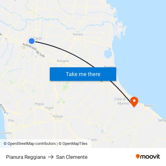 Pianura Reggiana to San Clemente map