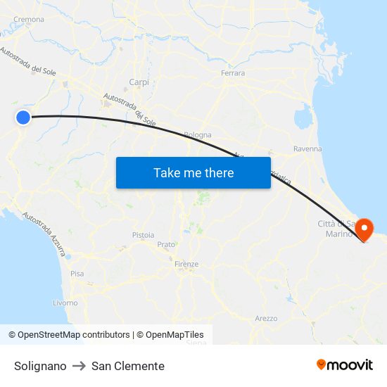 Solignano to San Clemente map