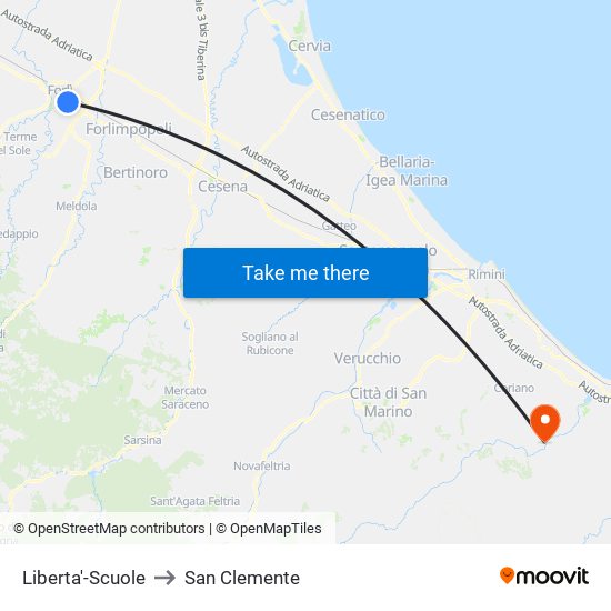 Liberta'-Scuole to San Clemente map