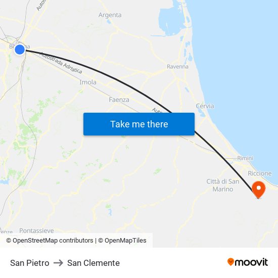 San Pietro to San Clemente map